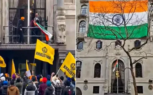 লন্ডনে ভারতীয় হাইকমিশনের সামনে বিক্ষোভ
